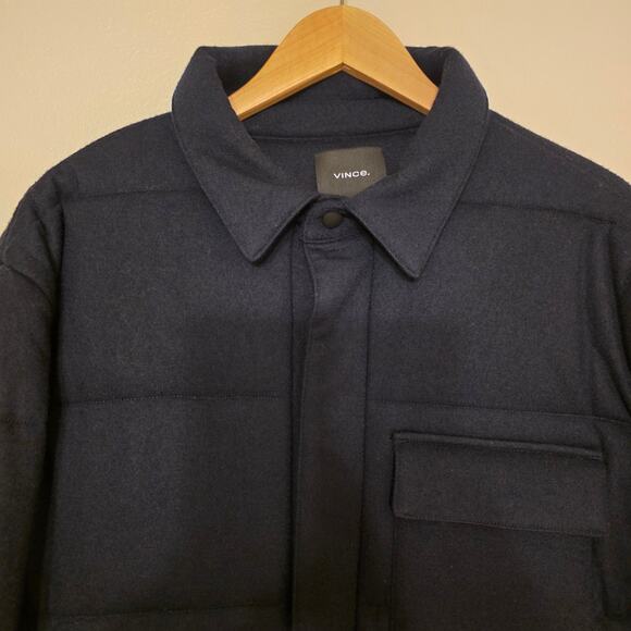 Vince Cozy Wool Quilted Puffer Jacket Navy XL Heavyweight Luxury - Picture 9 of 15